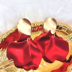 ZARA Red Rose Petal earrings 925s posts